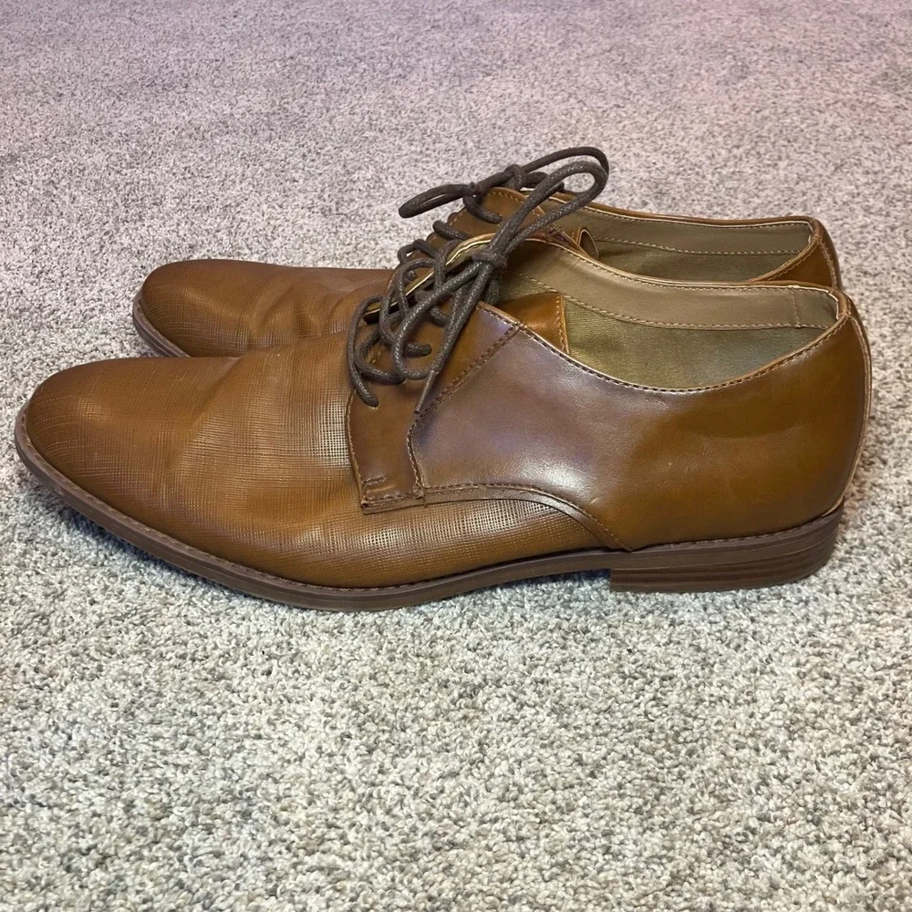 Parker & Sky Astral Mens‎ 12 M Cognac Brown Textured Derby Dress Shoes 1046680